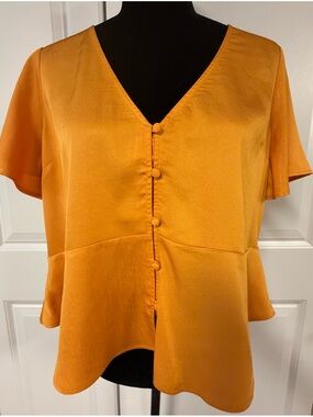Express Button Down Peplum Blouse
